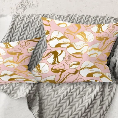 Design Art Golden Marble Ii - Mid-century Modernprinted Throw Pillow