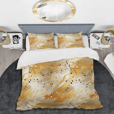 Design Art Golden Marble Radiance - Marble Duvet Cover Set - Microfiber Polyester