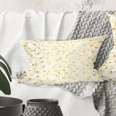 Design Art Golden Maze Ii - Mid-century Modernprinted Throw Pillow