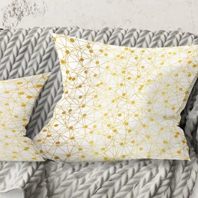 Design Art Golden Maze Ii - Mid-century Modernprinted Throw Pillow In White