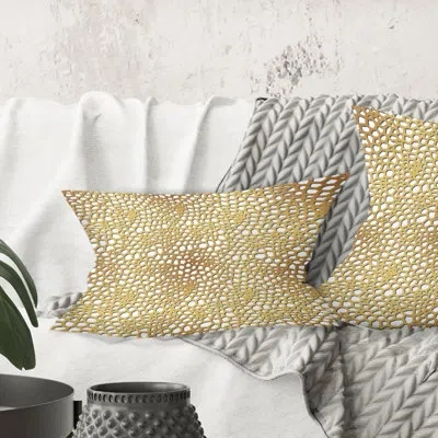 Design Art Golden Maze - Mid-century Modernprinted Throw Pillow
