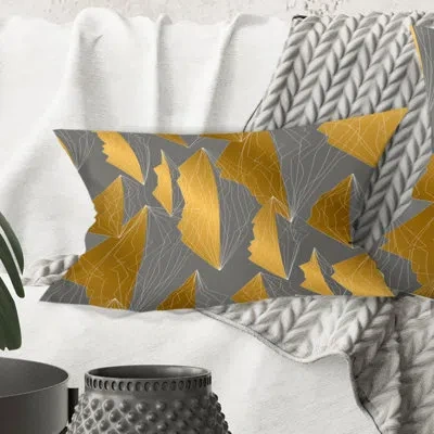 Design Art Golden Polygon Pattern - Mid-century Modernprinted Throw Pillow