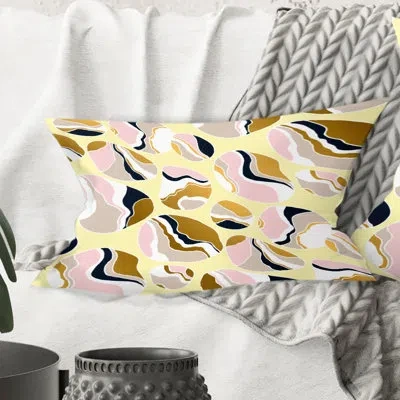 Design Art Golden River Stones - Mid-century Modern Printed Throw Pillow