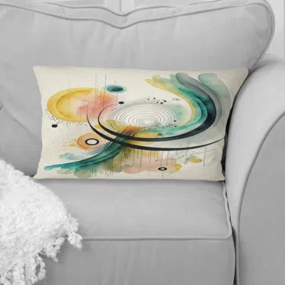 Design Art Golden Spiral Movement Iv - Abstract Spirals Printed Throw Pillow In Green;yellow