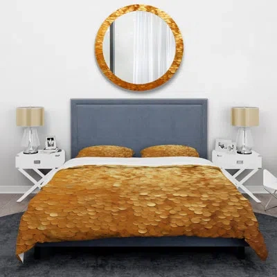 Design Art Golden Tiles Sunset Mirage - Abstract Tile Duvet Cover Set