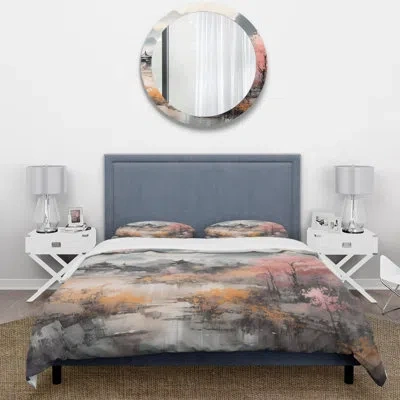 Design Art Golden Whispers Of Japon Ii Beddingmicrofiber / Polyester Duvet Cover Set In Gray;gold