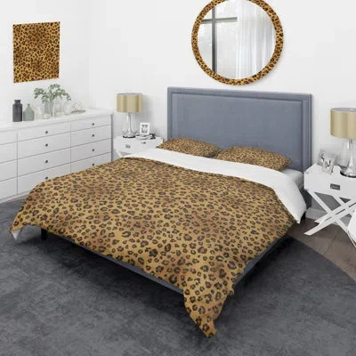 Design Art Golden/brown Microfiber 3 Piece Duvet Cover Set