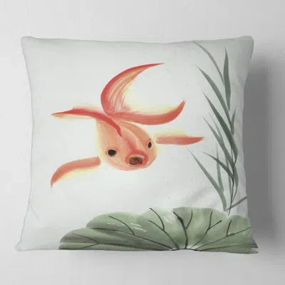 Design Art Goldfish And The Lotus Leaf Square Pillow Cover And Insert In Red