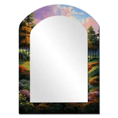 Design Art Golf Enchanted Greens - Golf Asymmetrical Decorative Wall Mirror, Modern Arch Mirror, Printed Metal 
