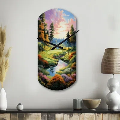Design Art Golf Enchanted Greens - Golf Asymmetrical Metal Wall Clock, Modern Unique Shape Wall Clock Print
