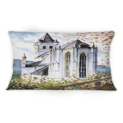 Design Art Gothic Church In The Green -1 Mid-1century Modern Printed Throw Pillow