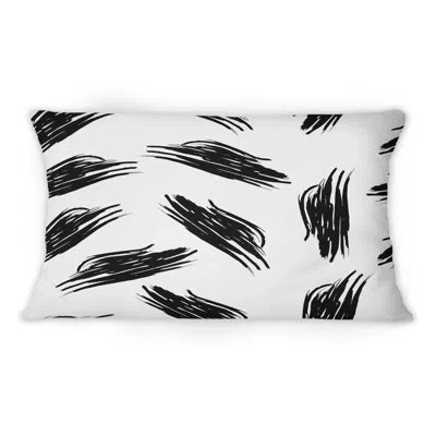 Design Art Graphic Abstract Strokes On White -1 Modern Printed Throw Pillow