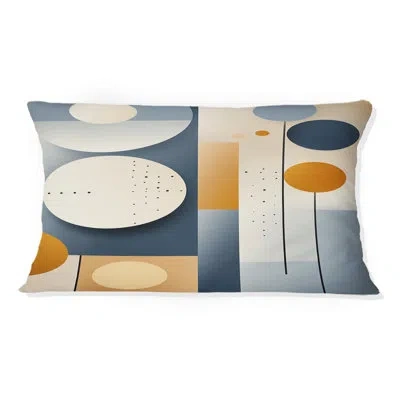 Design Art Graphic Circular Geometric In Yellow And Blue - Abstract Midcentury Printed Throw Pillow