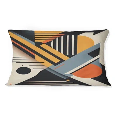 Design Art Graphic Retro Compositions I - Abstract Geometric Printed Throw Pillow In Blue;gray