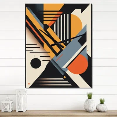 Design Art Graphic Retro Compositions I - Geometric Modern Wall Clock In Blue;gray;orange