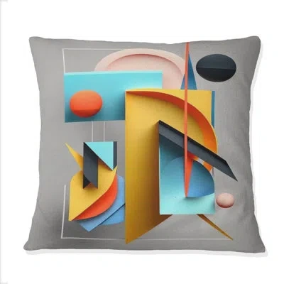 Design Art Graphic Retro Compositions Iv - Abstract Geometric Printed Throw Pillow In Blue;gray