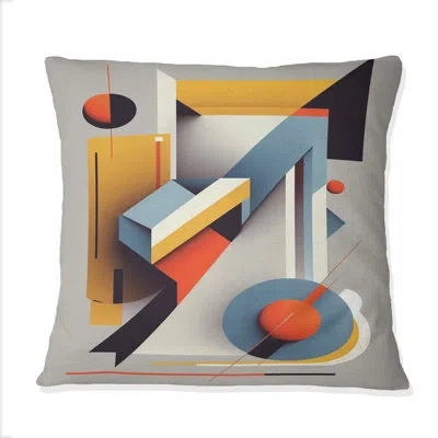 Design Art Graphic Retro Compositions V - Abstract Geometric Printed Throw Pillow In Blue;gray