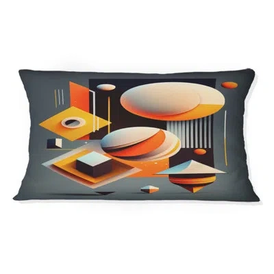 Design Art Graphic Retro Compositions Vi - Abstract Geometric Printed Throw Pillow In Blue;gray