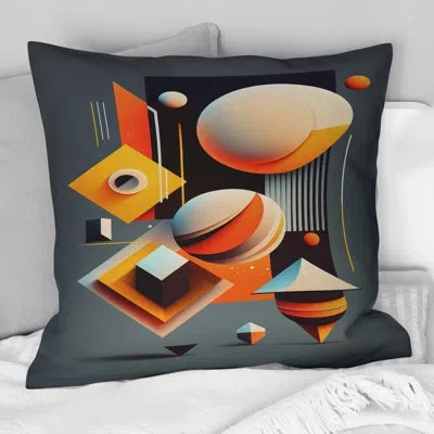 Design Art Graphic Retro Compositions Vi - Abstract Geometric Printed Throw Pillow In Blue;gray