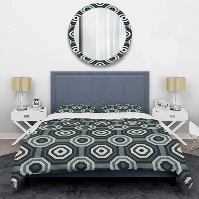 Design Art Gray Black Geometric Transitions - Transitional Duvet Cover Set In Black;gray