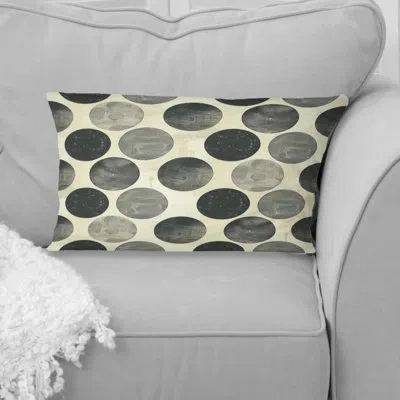Design Art Gray Charcoal Midcentury Circles Art I - Midcentury Lumbar Pillow In Gray;beige