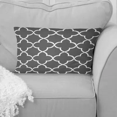Design Art Gray Quatrefoil Ii - Traditional Lumbar Pillow In White;gray