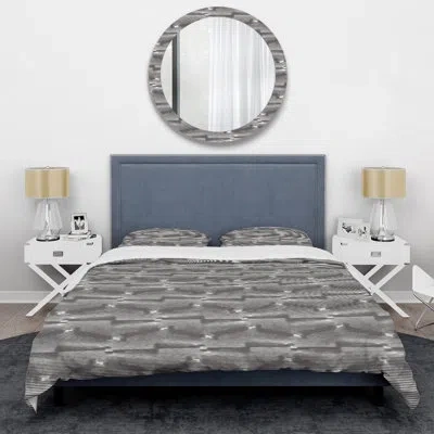 Design Art Gray/silver Microfiber 2 Piece Duvet Cover Set In Gray,silver