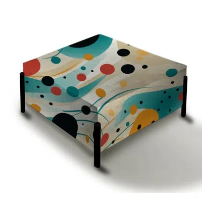 Design Art Green And Black Cheerful Polka Dot Delight - Polka Dots Large Square Ottoman In Black;green