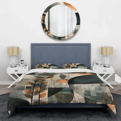 Design Art Green And Brown Artistic Liberation Ii Beddingmicrofiber / Polyester Duvet Cover Set In Brown;green