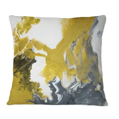 Design Art Green And Grey Marble Universe - Modern Printed Throw Pillow In Black;gold