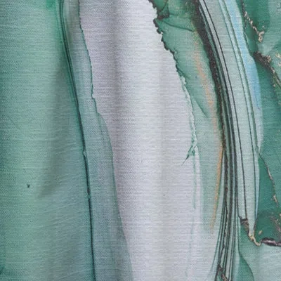 Design Art Green And Purple Luxury Abstract Fluid Art I - Geometric Curtain - Velvet Room Darkening - 1 Panel