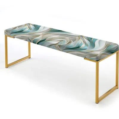 Design Art Green And White Sparkling Dazzle Glamour I - Glam Upholstered Gold Bench