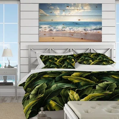 Design Art Green Banana Leaf Bliss Tropical Pattern I Duvet Cover Set