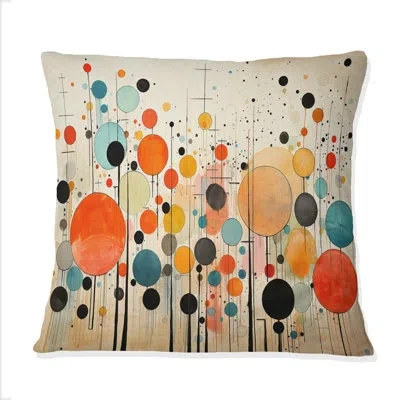 Design Art Green Beige Mid Century Abstract Retro I - Abstract Midcentury Printed Throw Pillow In Green;beige