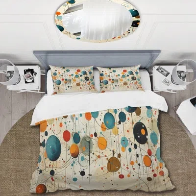 Design Art Green Beige Mid Century Abstract Retro Iv - Abstract Midcentury Duvet Cover Set In Green;beige