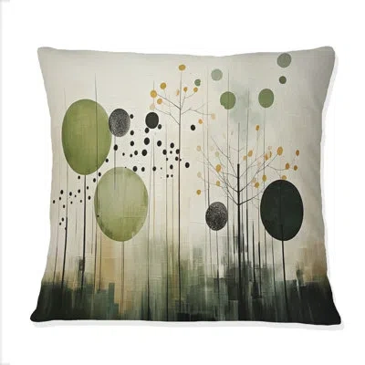 Design Art Green Beige Modern Scandinavian Serenade I - Modern Scandinavian Printed Throw Pillow In Green;beige