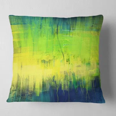 Design Art Green Blue Fusion - Abstract Printed Throw Pillow In Blue;green