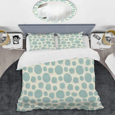 Design Art Green Circle Pattern - Abstract Duvet Cover Set - Microfiber Polyester