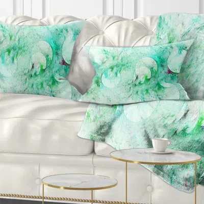 Design Art Green Circles Fractal Texture - Abstract Printed Pillow