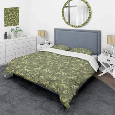 Design Art Green Creative Camouflage - Abstract Duvet Cover Set - Microfiber Polyester