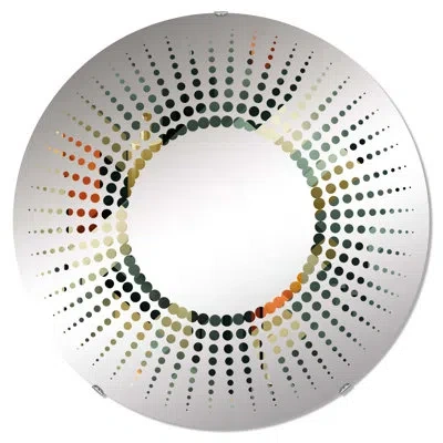 Design Art Green Cubic Oasis Geometric Ii - Starburst Decorative Mirror Circle In Green;orange