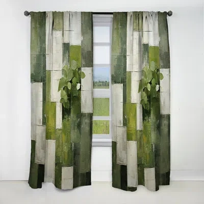 Design Art Green Eco Friendly Plants Symphony Iii - Botanicals Abstract Blackout Curtain - 1 Panels