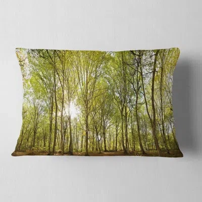 Design Art Green Forest Panoramic View - Landscape Printed Throw Pillow