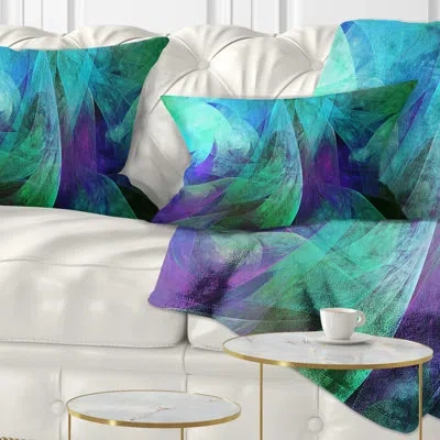 Design Art Green Fractal Abstract Pattern - Abstract Printed Throw Pillow