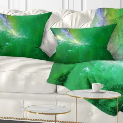 Design Art Green Fractal Thunder Sky - Abstract Printed Throw Pillow