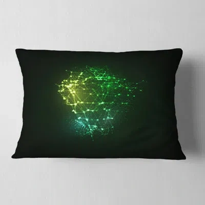 Design Art Green Glowing Particles - Abstract Printed Pillow