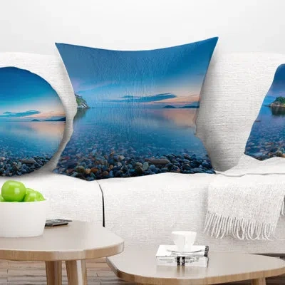 Design Art Green Isle At Stony Coast - Sea & Shore Printed Pillow