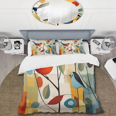 Design Art Green Mid Century Mod Nature Iii - Abstract Midcentury Duvet Cover Set