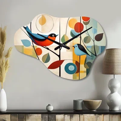 Design Art Green Mid Century Mod Nature Iii - Midcentury Modern Cloud Metal Wall Clock, Green Asymmetrical Wall