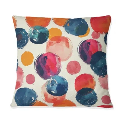 Design Art Green Modern Poka Dot Print I - Modern Throw Pillow In Green;pink